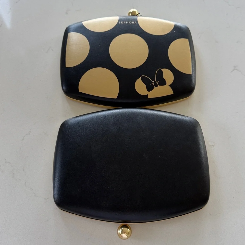 Minnie Mouse Sephora Black and Gold Polka Dot Eye Makeup Cosmetic Case ❤️